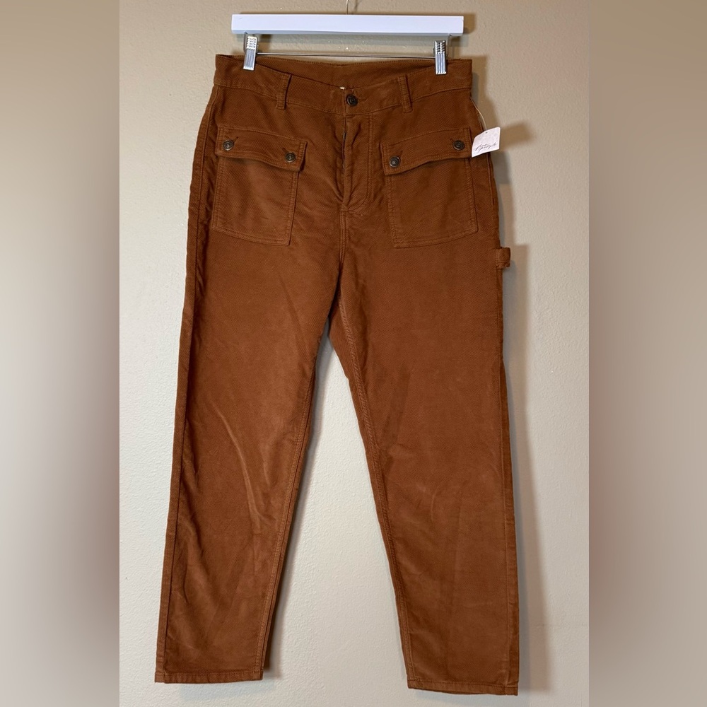 Free People Amber Brown Corduroy Trouser Pants NWT Size 4 - Picture 2 of 6